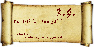 Komlódi Gergő névjegykártya